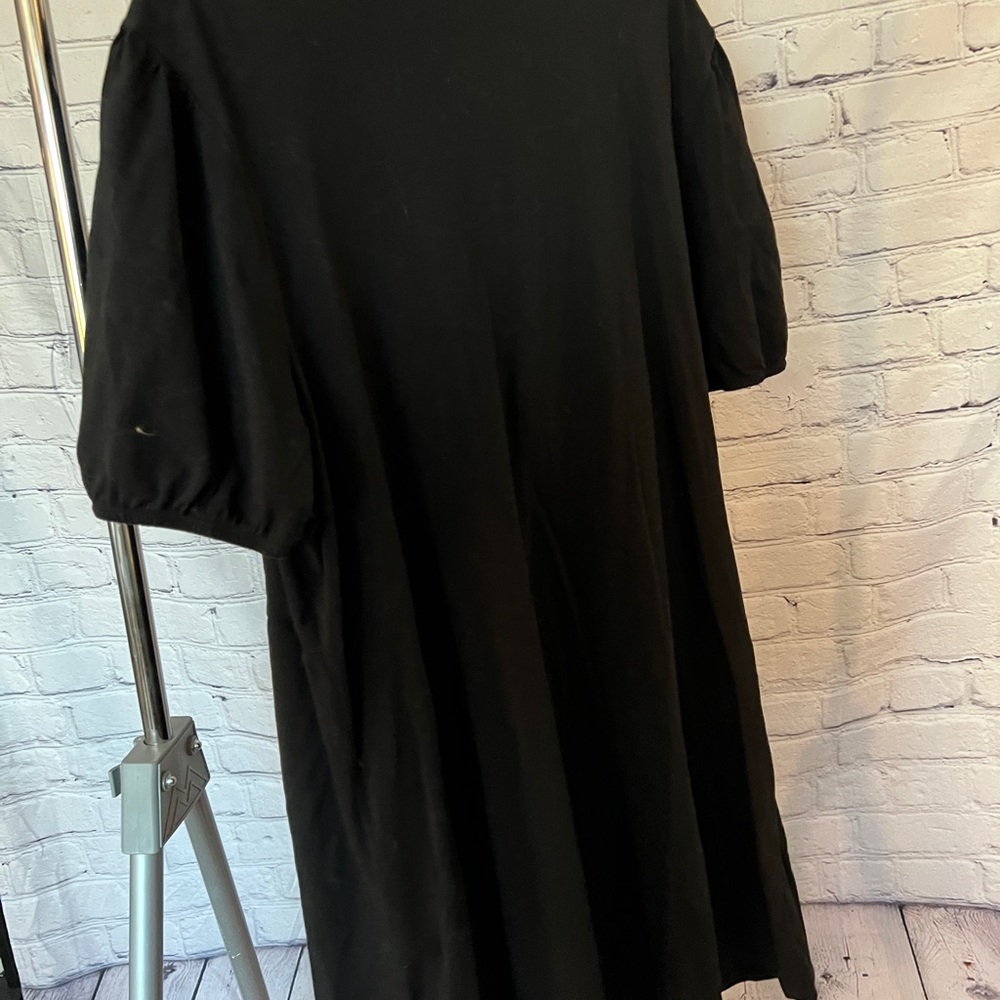 ASOS black v-neck collared midi dress